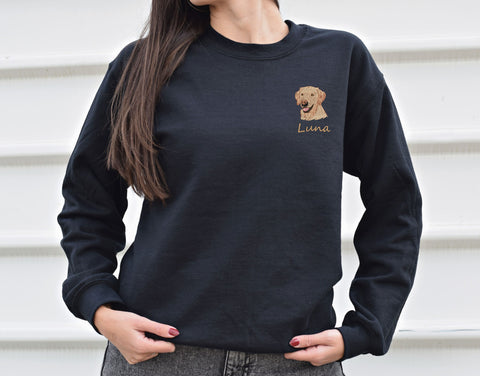 Labrador Dog Face Embroidery Sweatshirt | Personalized Labrador Dog sweater Embroidery / Add Your Dog Name / Dog Mom Tee