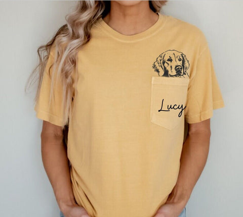 Comfort Color Pocket Golden Retriever Dog ,dog mom Shirt , Dog Mom Shirt, Dog Lover, Dog Mom Gift, Golden Retriever Dog , Fur Mom