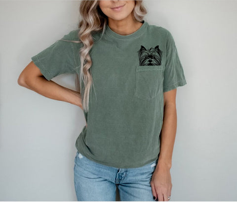 Comfort Color Pocket Yorkshire Terrier Dog ,dog mom Shirt , Dog Mom Shirt, Dog Lover, Dog Mom Gift, Yorkshire Terrier Dog , Fur Mom