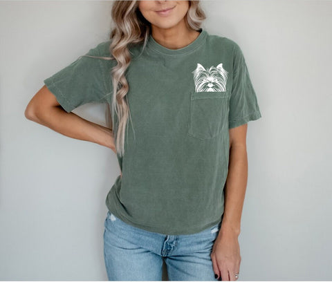 Comfort Color Pocket Yorkshire Terrier Dog ,dog mom Shirt , Dog Mom Shirt, Dog Lover, Dog Mom Gift, Yorkshire Terrier Dog , Fur Mom