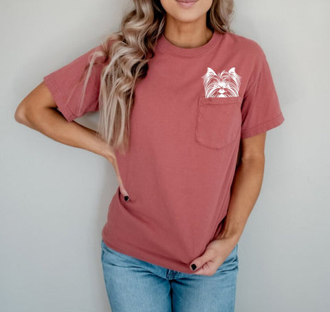Comfort Color Pocket Yorkshire Terrier Dog ,dog mom Shirt , Dog Mom Shirt, Dog Lover, Dog Mom Gift, Yorkshire Terrier Dog , Fur Mom