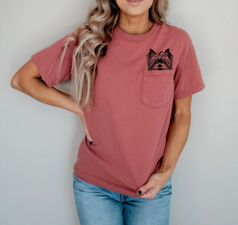Comfort Color Pocket Yorkshire Terrier Dog ,dog mom Shirt , Dog Mom Shirt, Dog Lover, Dog Mom Gift, Yorkshire Terrier Dog , Fur Mom