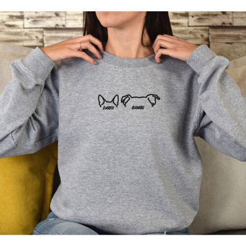 Custom Dog Ear Embroidery Sweatshirt / Personalized Dog Ear Embroidery Sweatshirt / Add Your Dog Name / Custom Text / Dog Mom Tee
