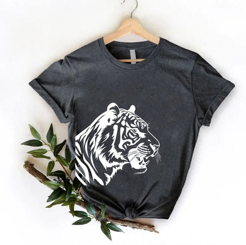Tiger Shirt, Tiger Face Tee, Wild Animal T-shirts, Animal Prints, Trendy Tiger